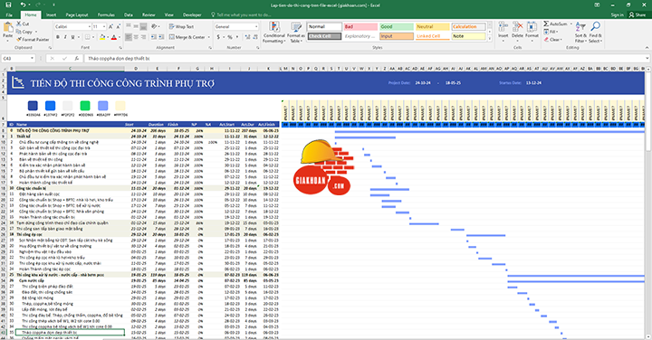 Hướng Dẫn Lập Tiến Độ Thi Công Trên Excel Đơn Giản Và Hiệu Quả